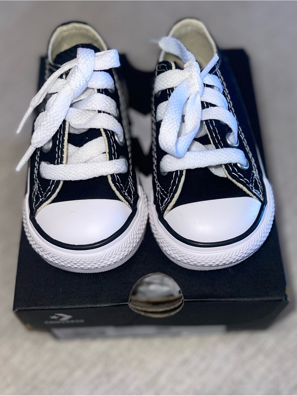 Brand new never worn! Converse Black and White Canvas Baby Low-Top Sneakers